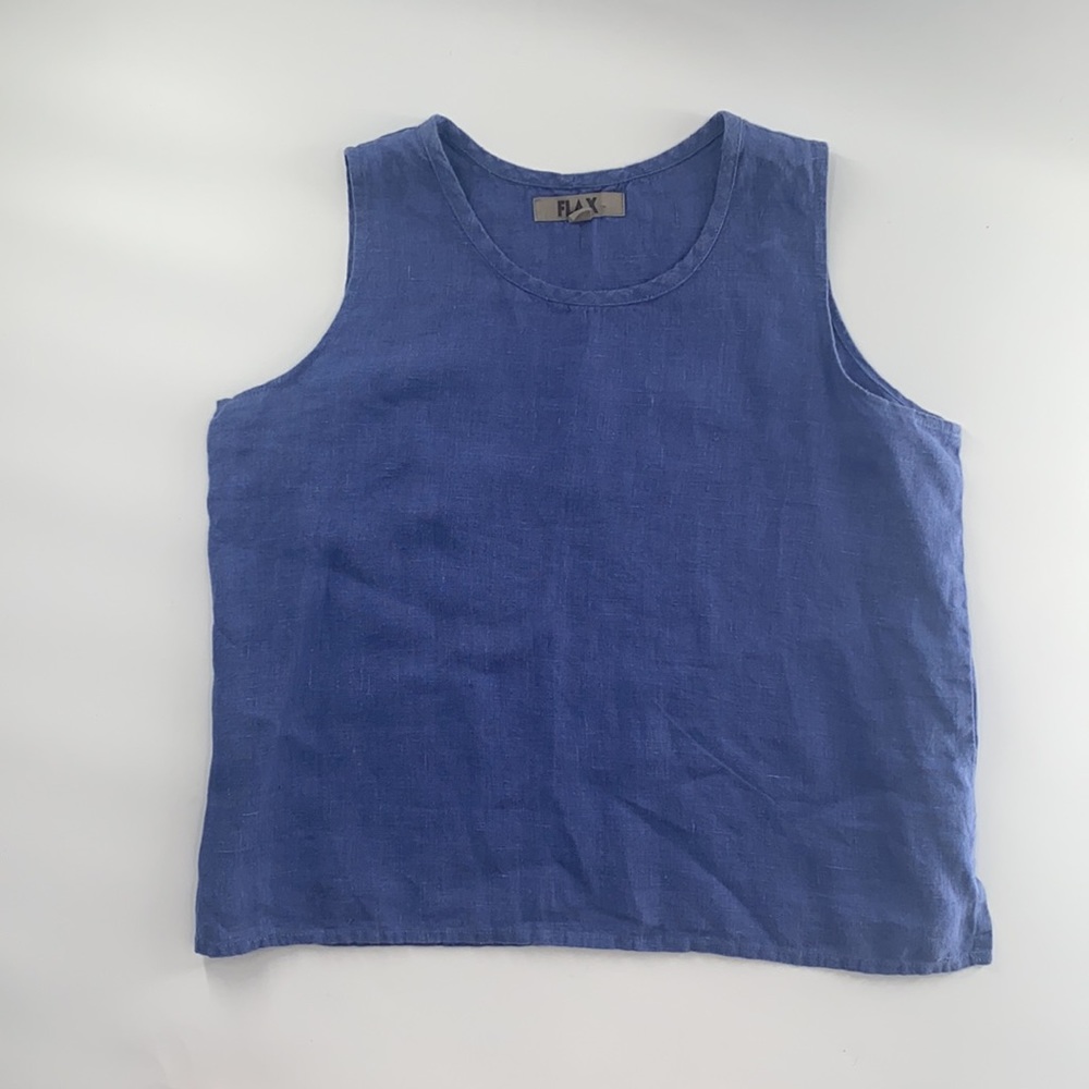 FLAX periwinkle linen boxy sleeveless tank top size small